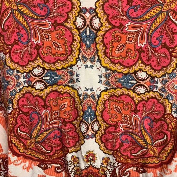 Chico’s Women’s Extra L Paisley V Neck pink Orange Print - Picture 6 of 9